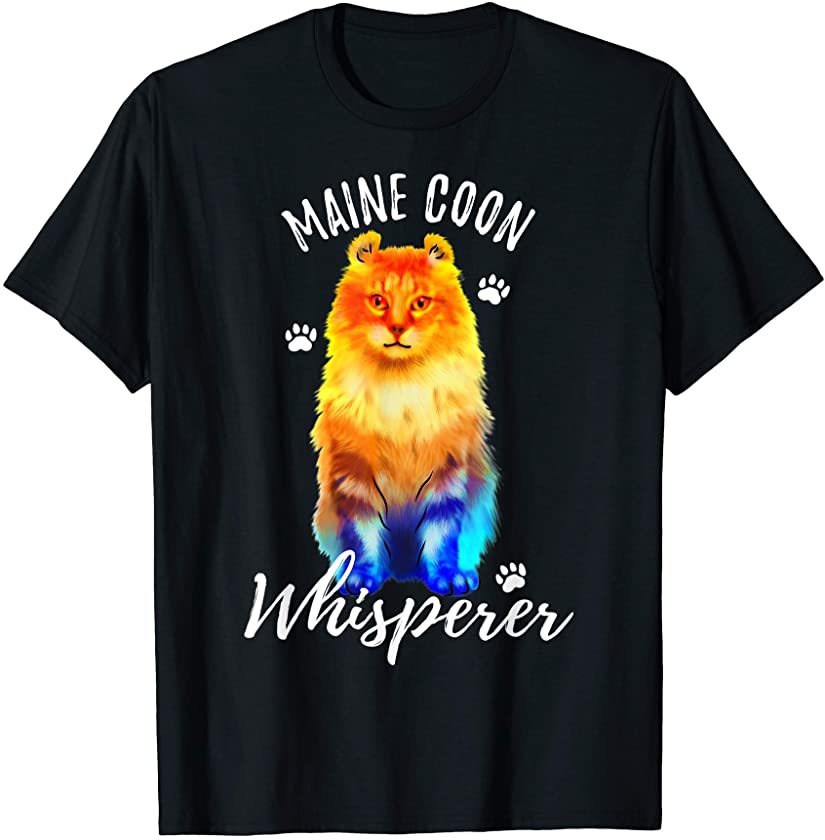 Colorful Maine Coon Cat Whisperer Funny Kitties Kitten Lover T-Shirt