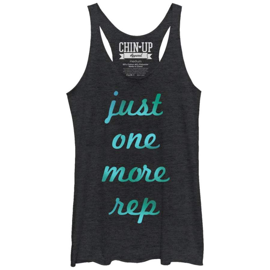 CHIN UP Women’s Just One More Rep  Racerback Tank Black Heather