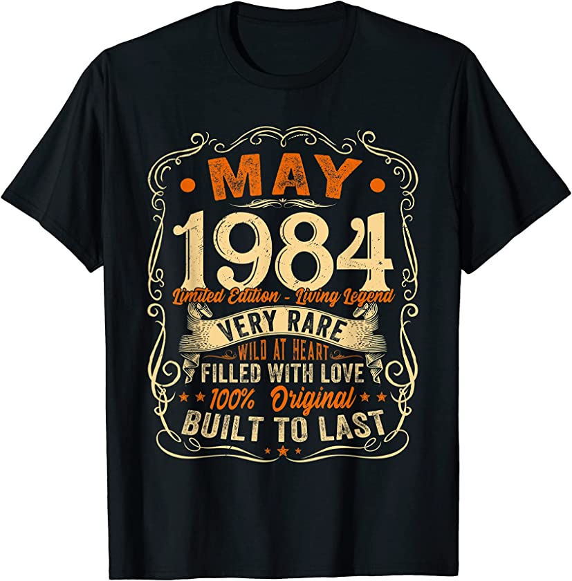 37th Birthday Decoration 37 Years Old Retro Vintage May 1984 T-Shirt