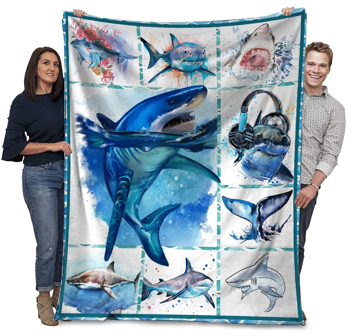 3D Great White Shark For Shark Lover Cozy Fleece Blanket Sherpa Blanket