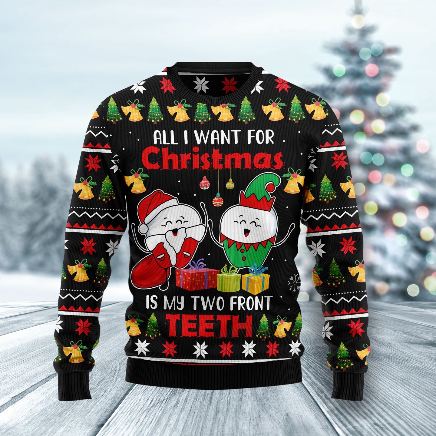 My Two Front Teeth Ht041222 Ugly Christmas Sweater 2023 Unisex Womens & Mens, Couples Matching, Friends, Funny Family Ugly Christmas Holiday Sweater Gifts (Plus Size Available)