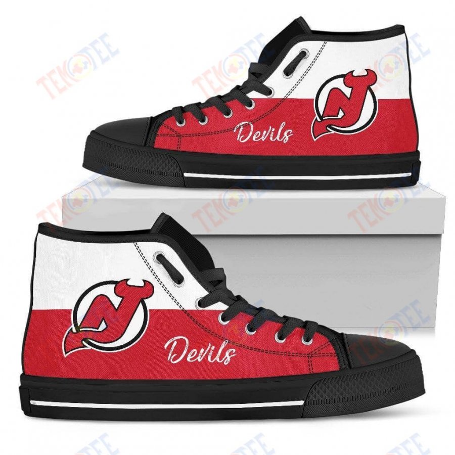 Mens Womens New Jersey Devils High Top Shoes Divided Colours Stunning TMT731