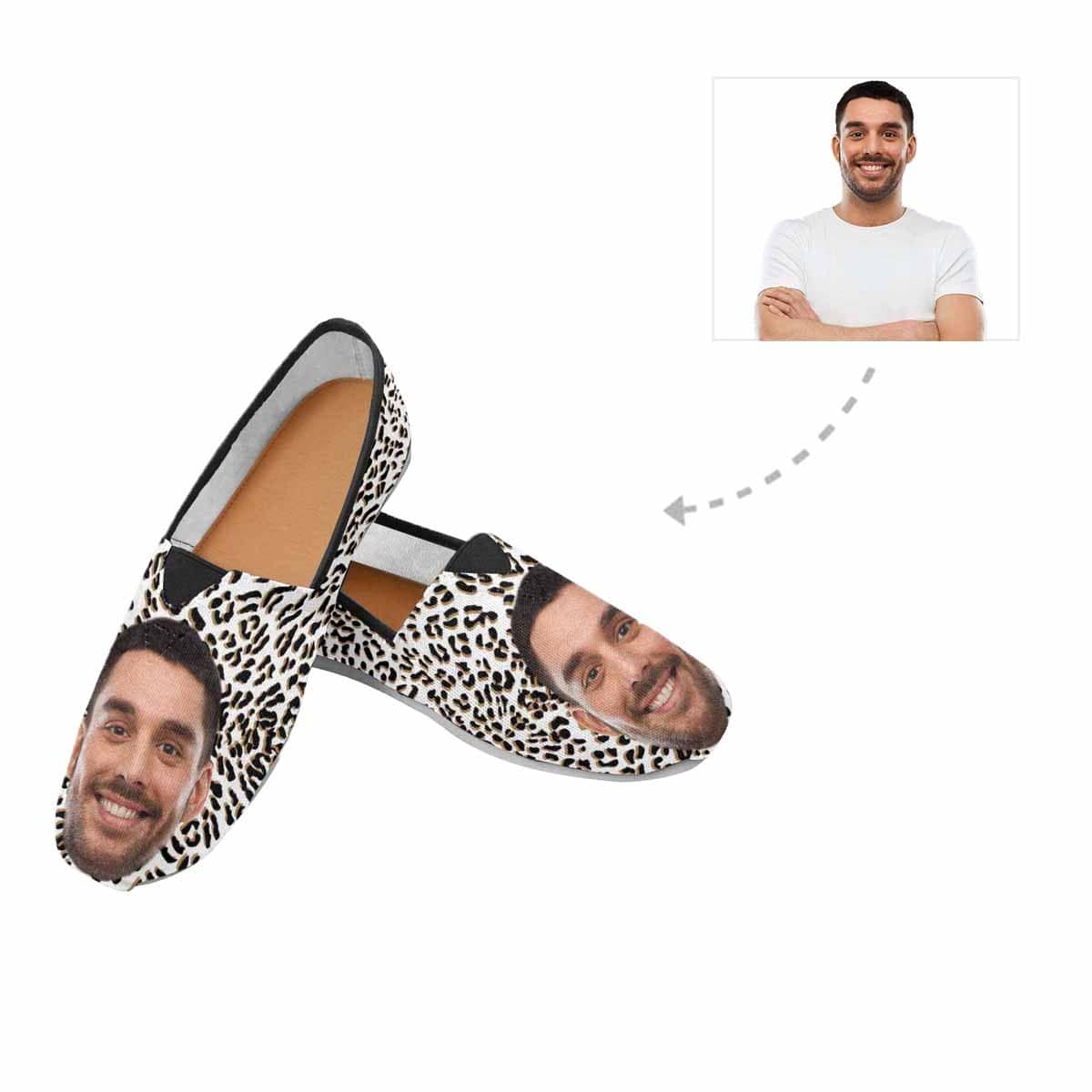 Custom Husband Face Leopard Casual Canvas Women’S Shoes