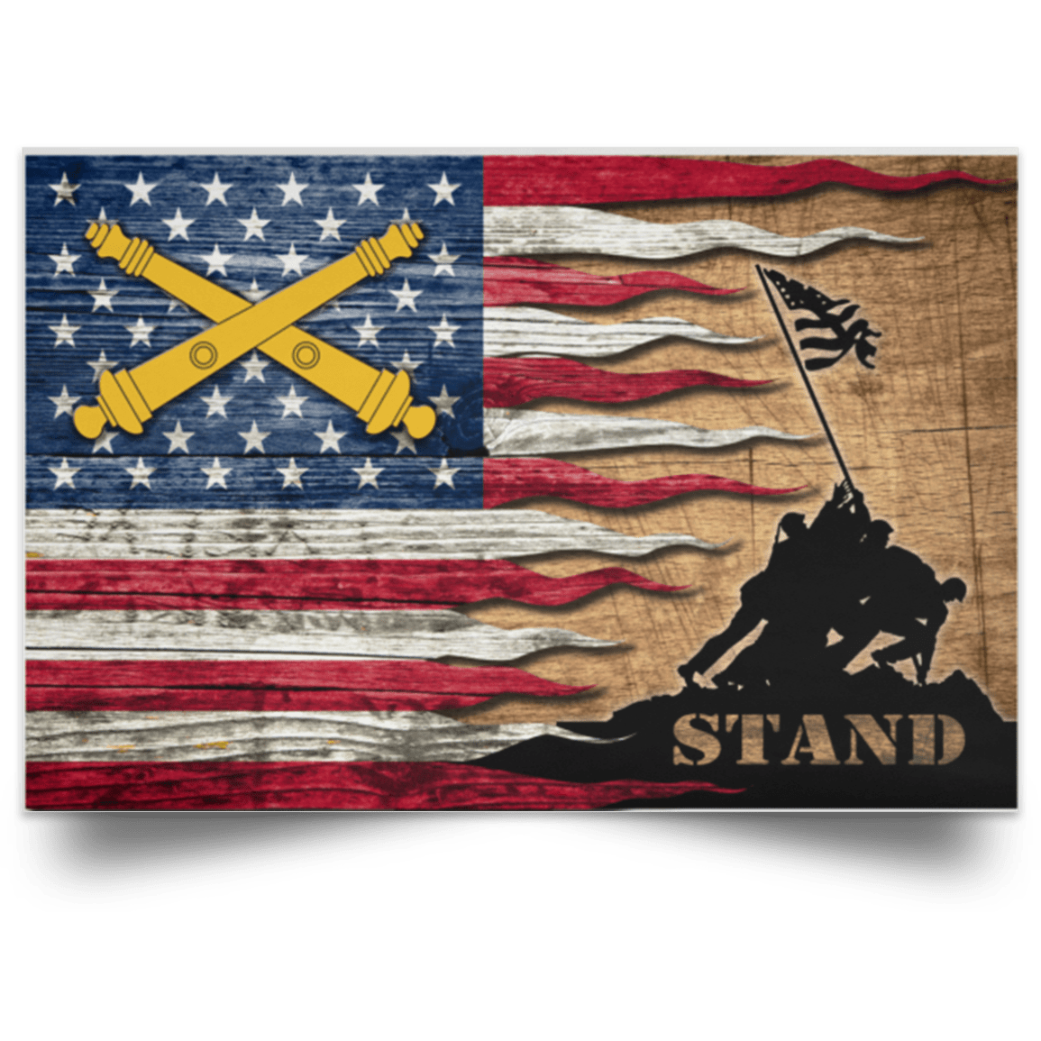 US Army Field Artillery Stand For The Flag Satin Landscape Poster