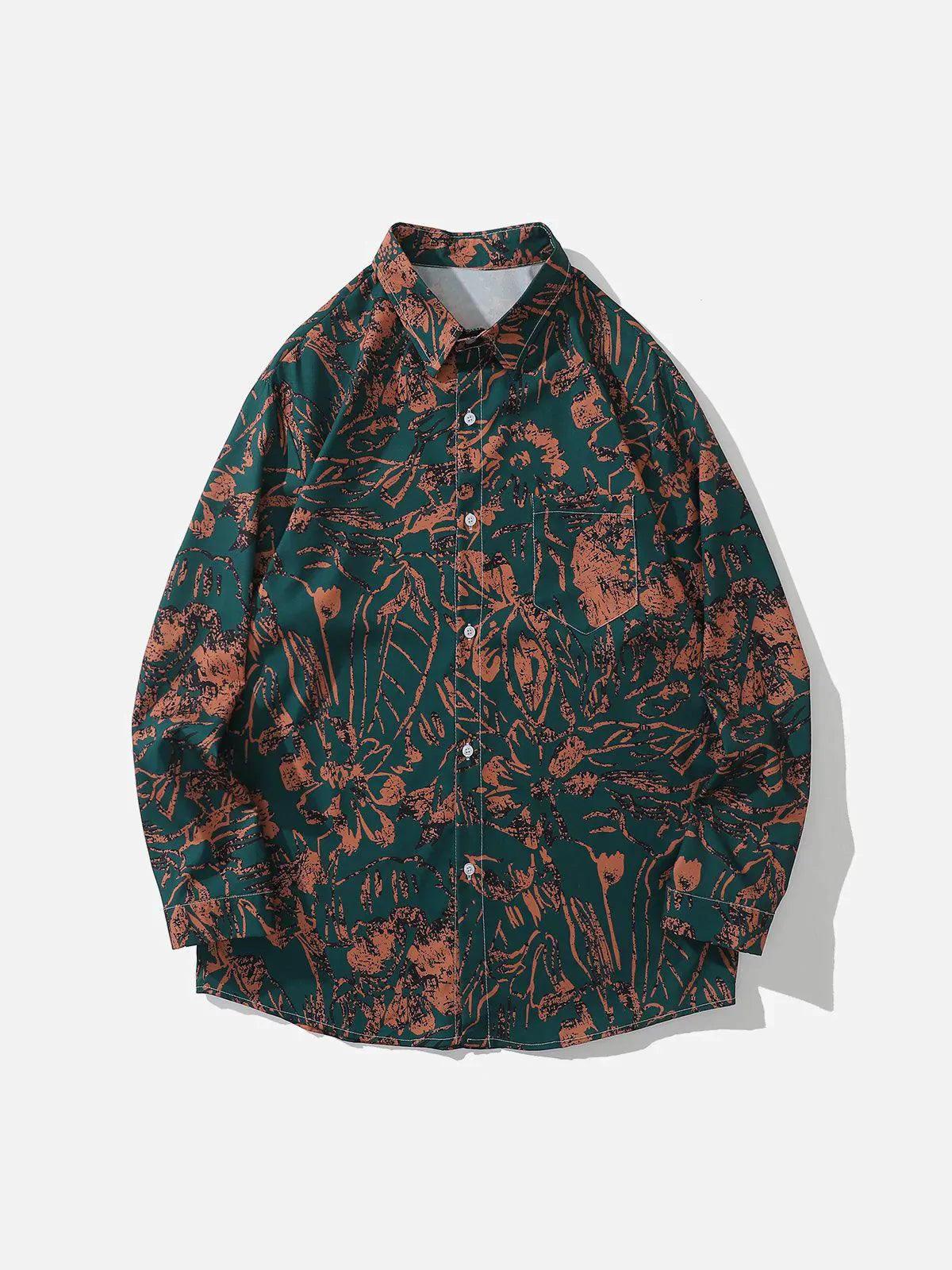 Talishko™ – Vintage Light And Shadow Print Long-Sleeved Shirt