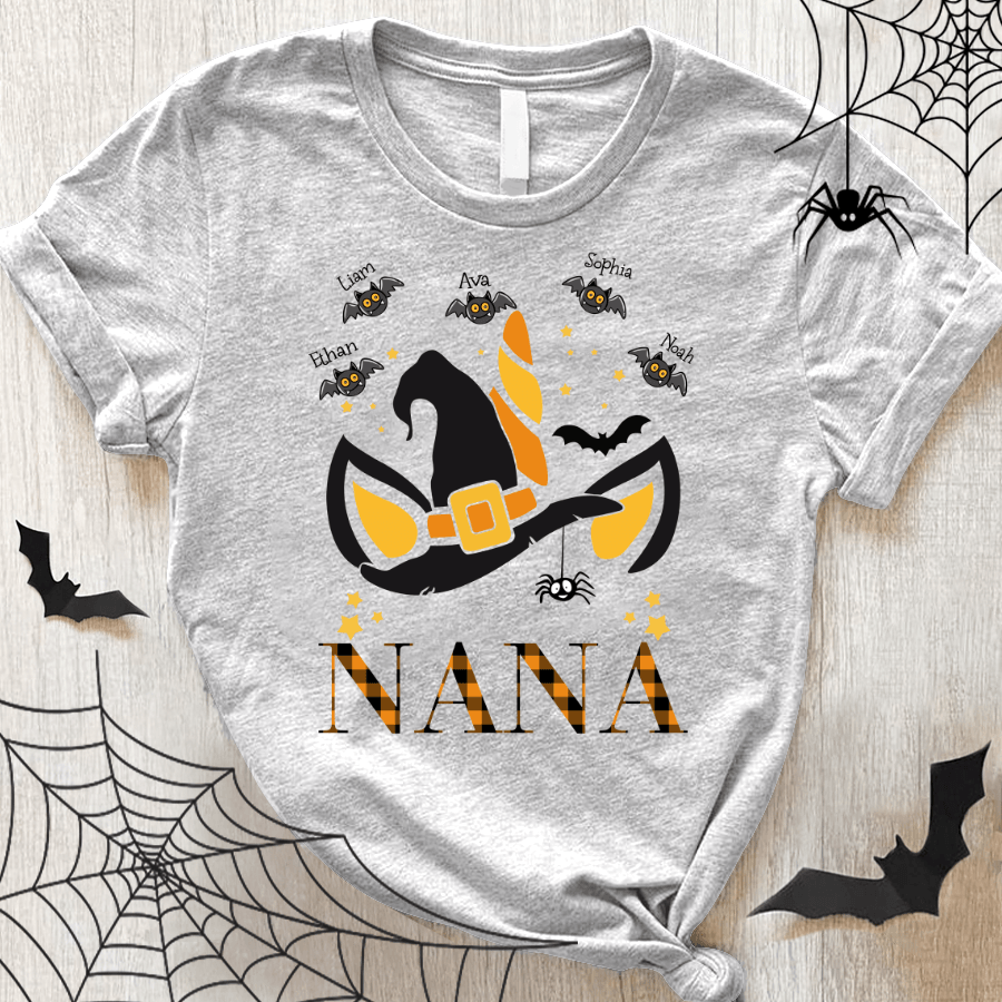 Nana Halloween Bat Kids Names Shirt