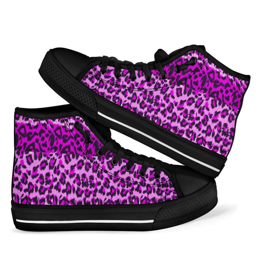 Purple Cheetah Leopard Pattern Print Men Women’s High Top Shoes