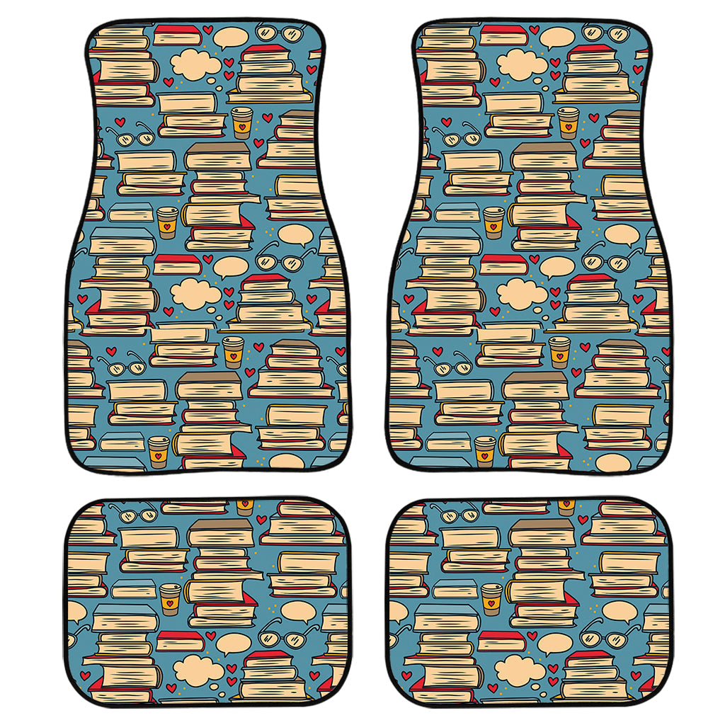 Pop Art Books Pattern Print Front And Back Car Floor Mats, Front Car Mat