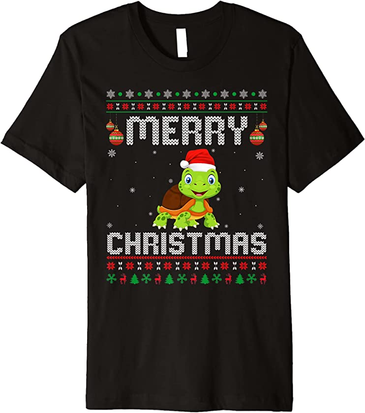 Turtle Merry Xmas Design Matching Ugly Christmas Holiday Premium T-Shirt