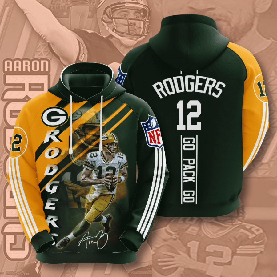 Green Bay Packers Aaron Rodgers 13 Unisex 3D Hoodie Gift For Fans