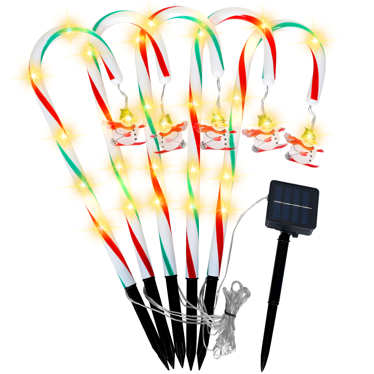 5PCS Solar Candy Cane Lights Christmas Walking Stick Stake Light Outdoor Waterproof Solar LED Lights for Xmas Yard Garden Decor alx