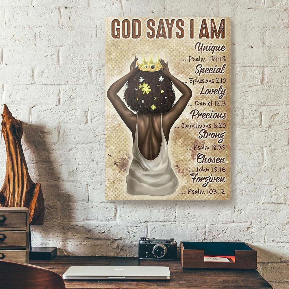 Canvas Wall Art God Says I Am Black Queen Vertical Canvas Wall Art Pretty Home Decor Canvas