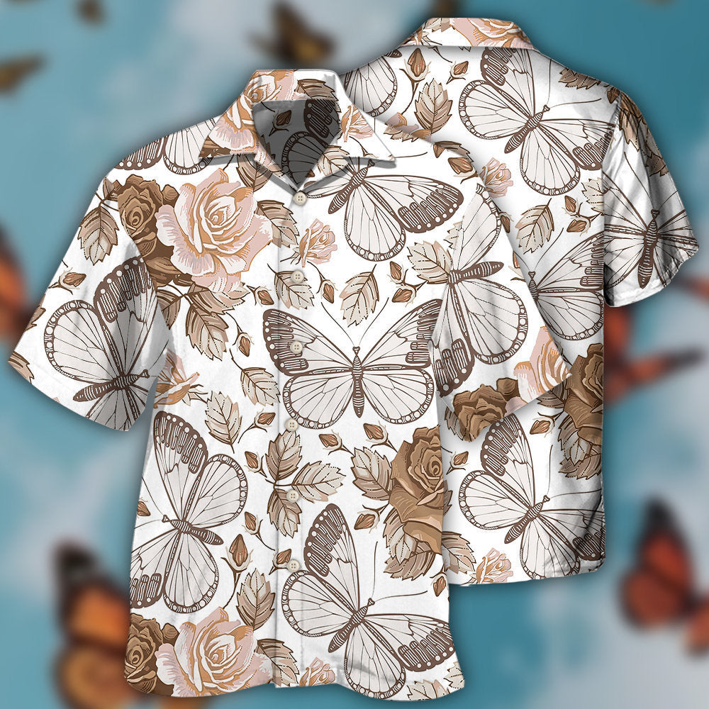 Butterfly And Rose Beautiful Hawaii Shirt Ha50793