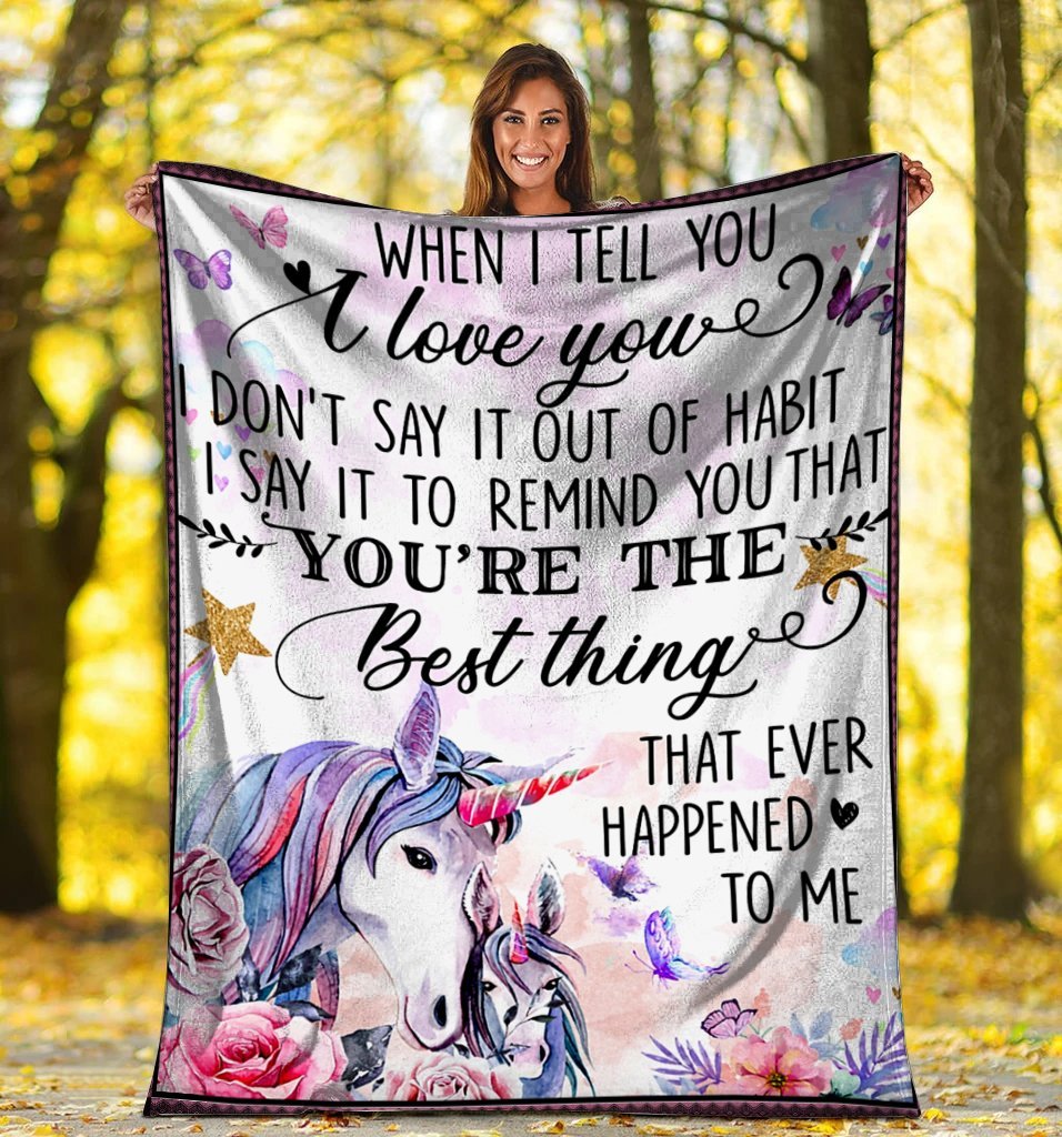 When I Tell You I Love You Unicorn Butterfly Ultra Soft Cozy Plush Fleece Blanket