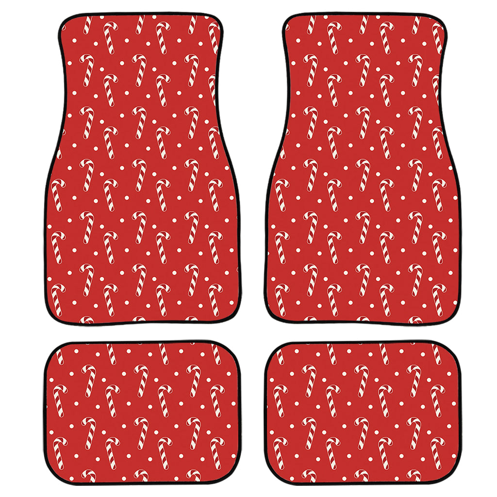 Candy Cane Polka Dot Pattern Print Front And Back Car Floor Mats