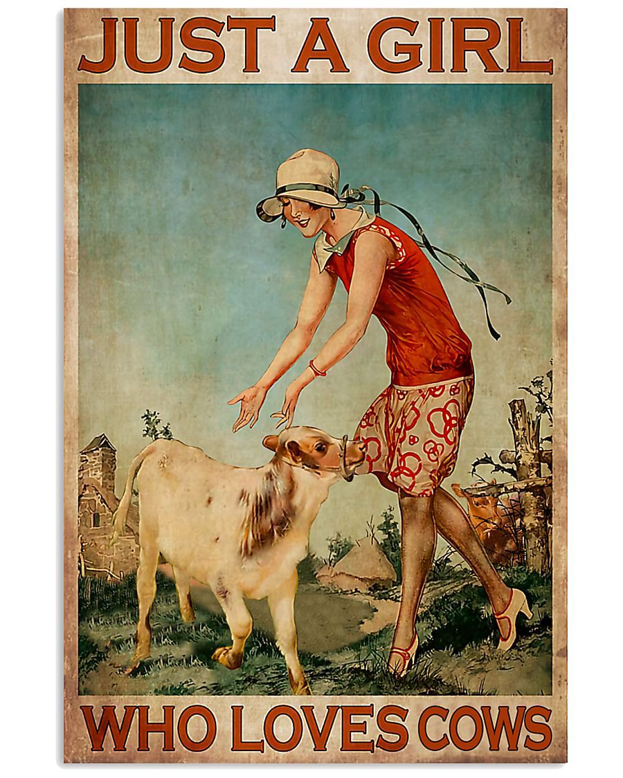 Just A Girl Who Loves Cows Poster And Canvas, Wall Decor, Wall Art, Canvas Instructure, Wall Art, Poster Store, Wall Decals, Canvas Wall Art