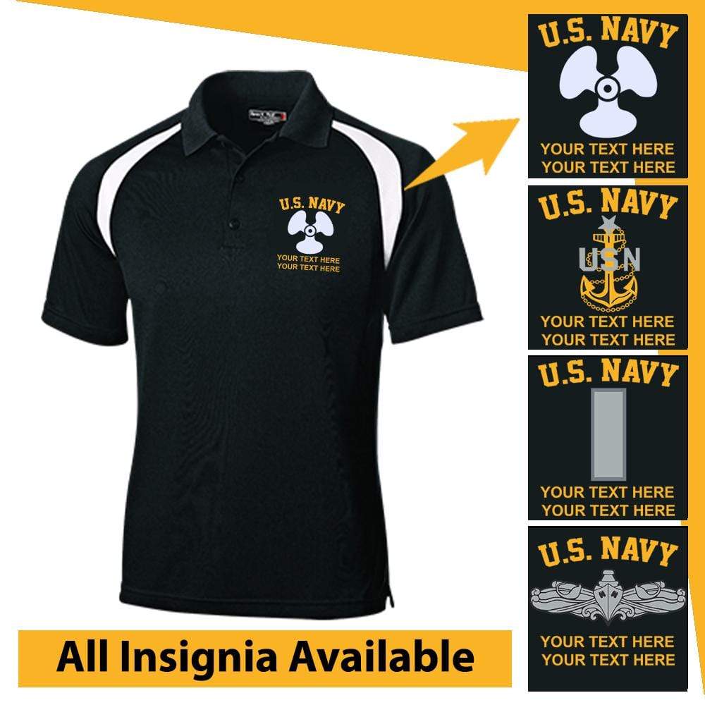 Personalized US Navy Insignia/Logo and Text Embroidered Golf Shirt