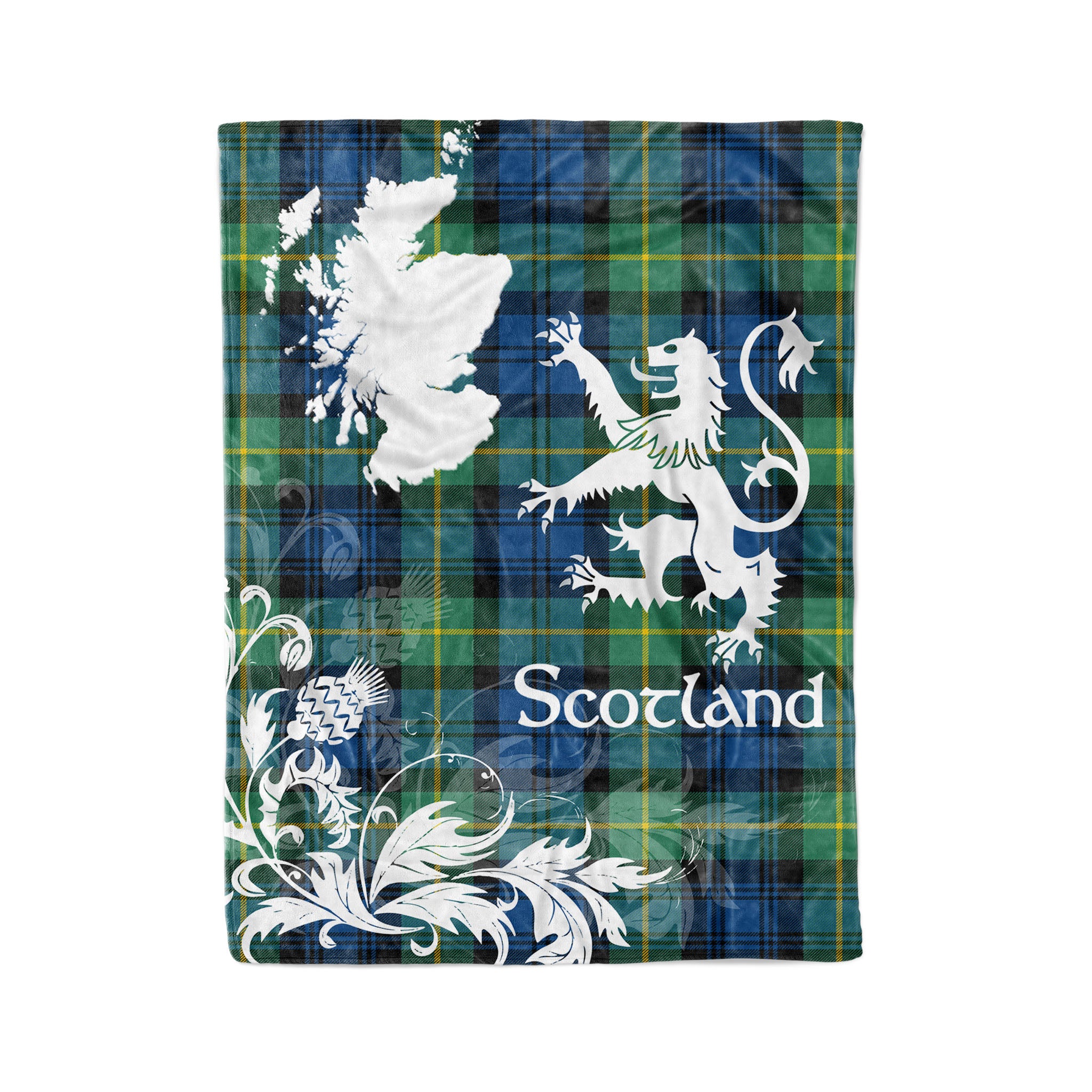 Tartan Plaid Fleece Blanket Tartan Blanket Thistle And Lion Scottish Clan Gordon Ancient Plaid Blanket