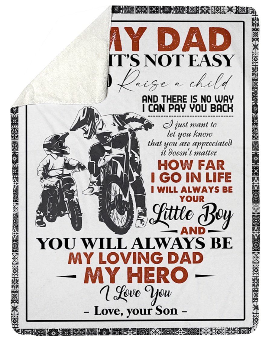 Blanketify To My Dad I Know It’S Not Easy For A Man To Raise A Child Biker Blanket Gift For Biker,Dad From Son,Birthday Gift,Family Gift Home Decor Bedding Couch Sofa Soft And Comfy Cozy