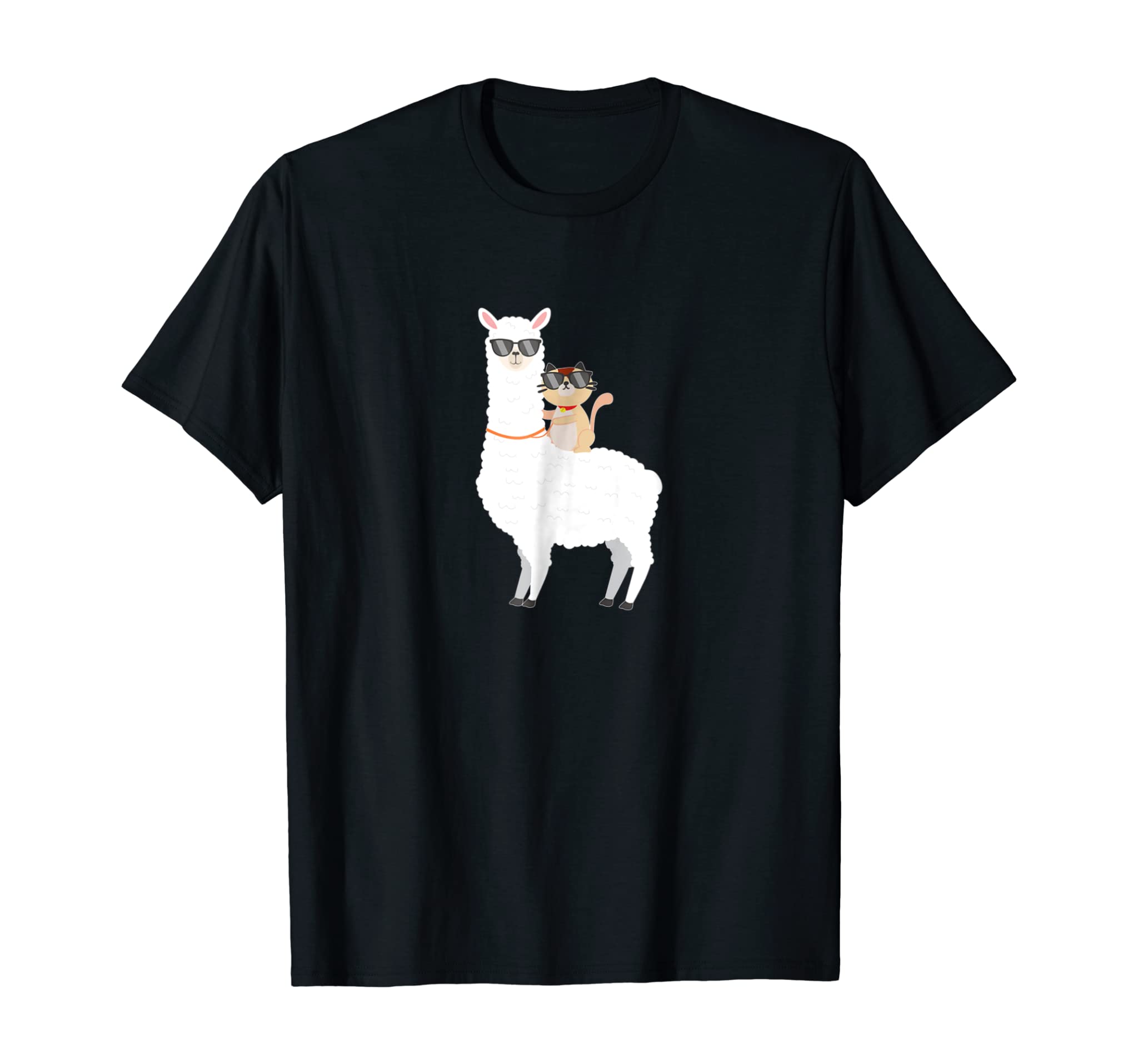 Cute Cat Riding Llama T-Shirt – Animal Birthday Gift Tee