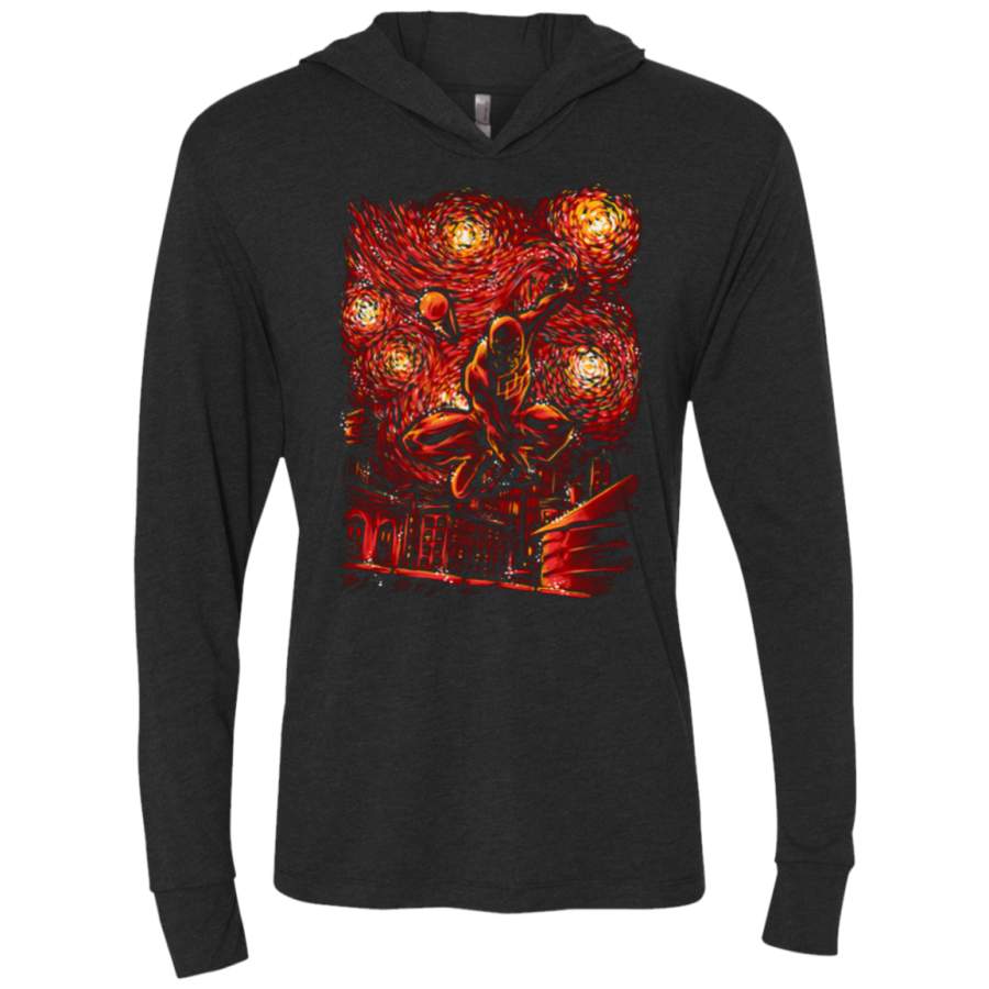 World On Fire Triblend Long Sleeve Hoodie Tee