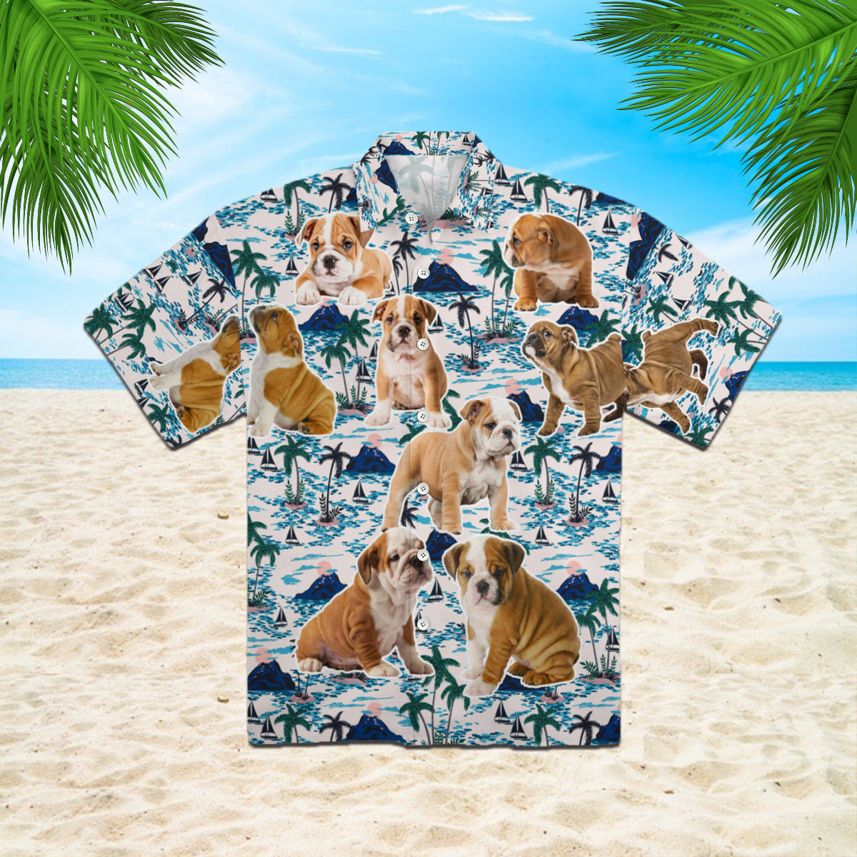 Bull Dog Puppy Hawaiian Shirt- For Men And Women