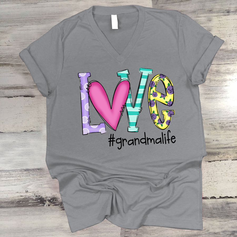 Love Grandma Flower V-Neck