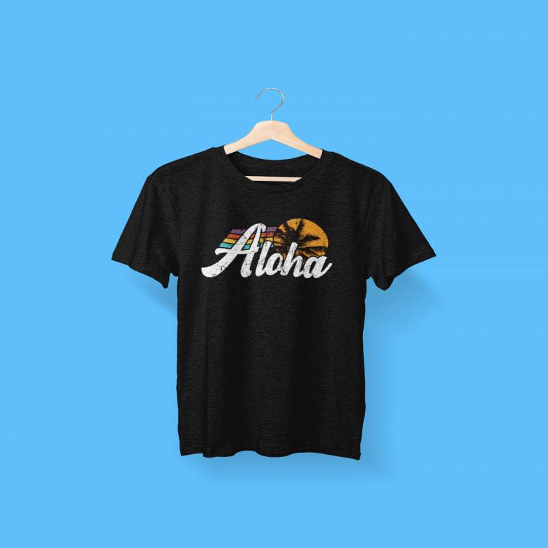 Aloha Retro Graphic Tee, Hawaiian Vacation Shirt, Hawaii Shirt, Retro Shirt, 70's Shirt, Maui, Oahu, Kauai Island Shirt, Unisex Beach Shirts