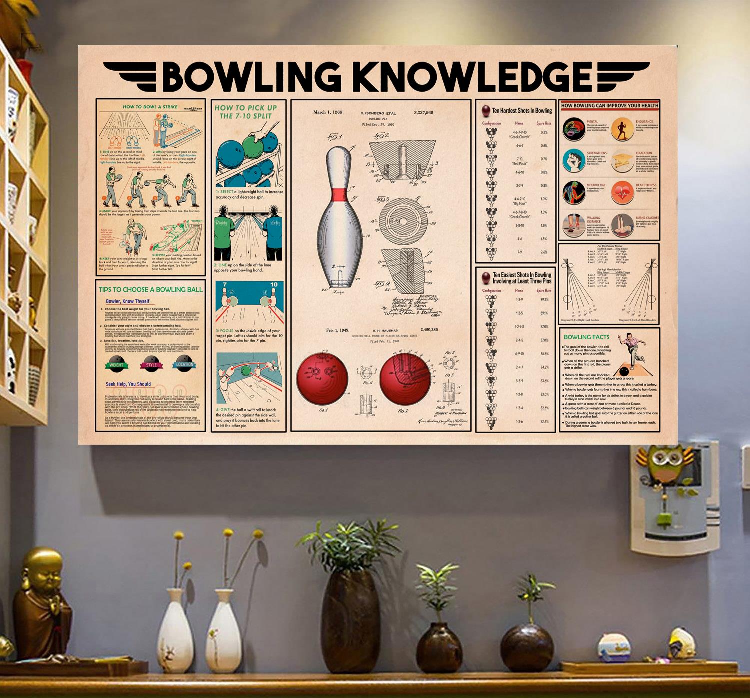 Bowling Knowledge Horizontal Print Poster