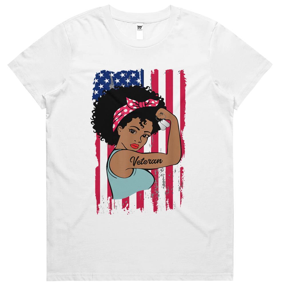 Strong Female African American Veteran Womens Tshirts