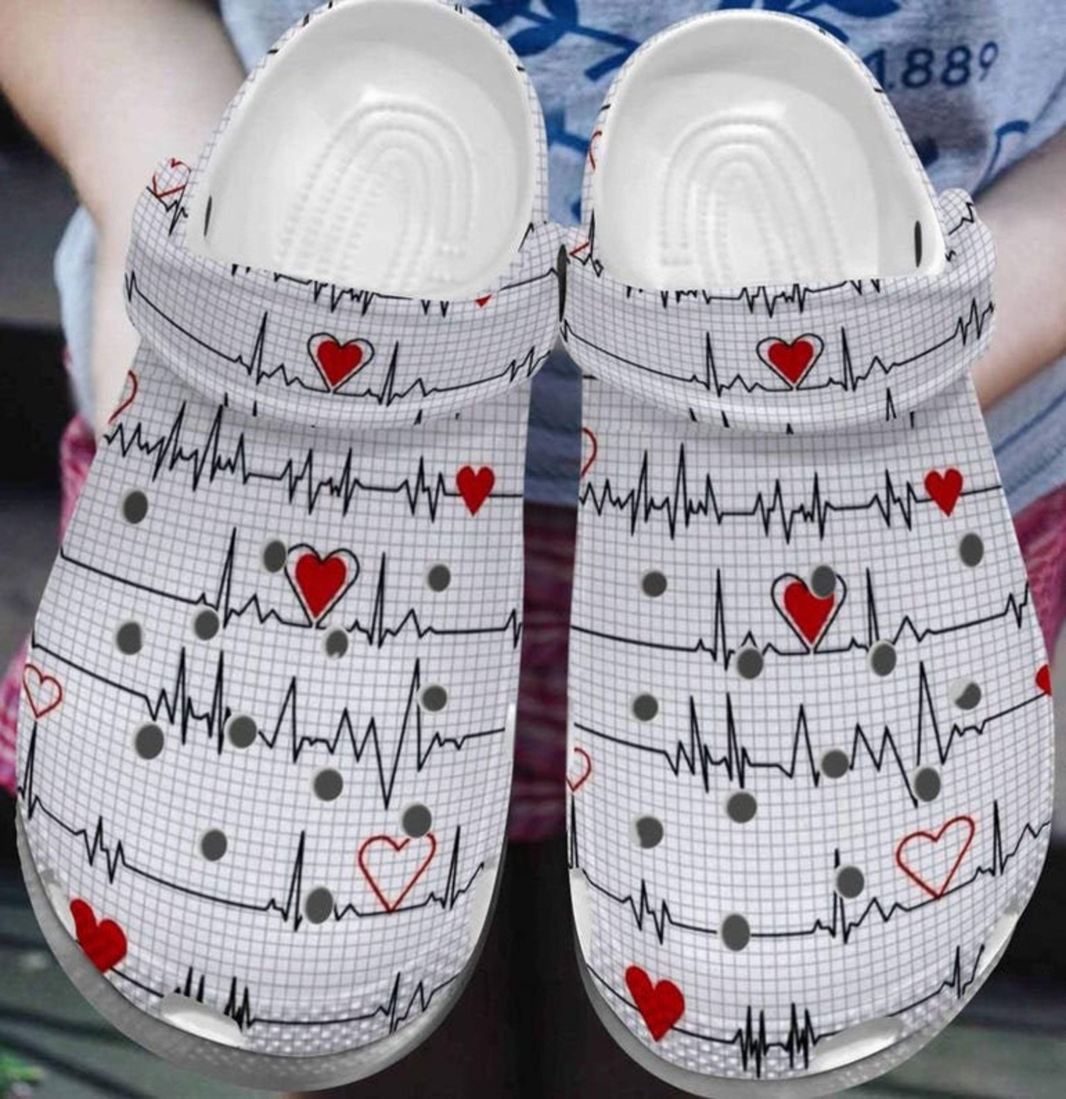 Free Heartbeat Shoes For Nurse Doctor – Red Heart Clogs Crocs