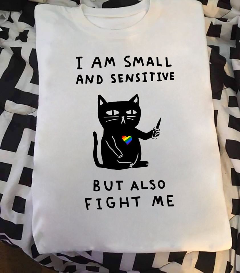 Cute Black Cat I Am Small And Sensitive But Also Fight Me Standard Men T-Shirt