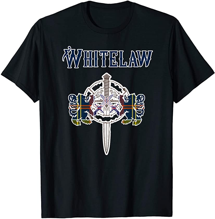 Whitelaw Scottish Clan Family Name Tartan Lion Sword T-Shirt