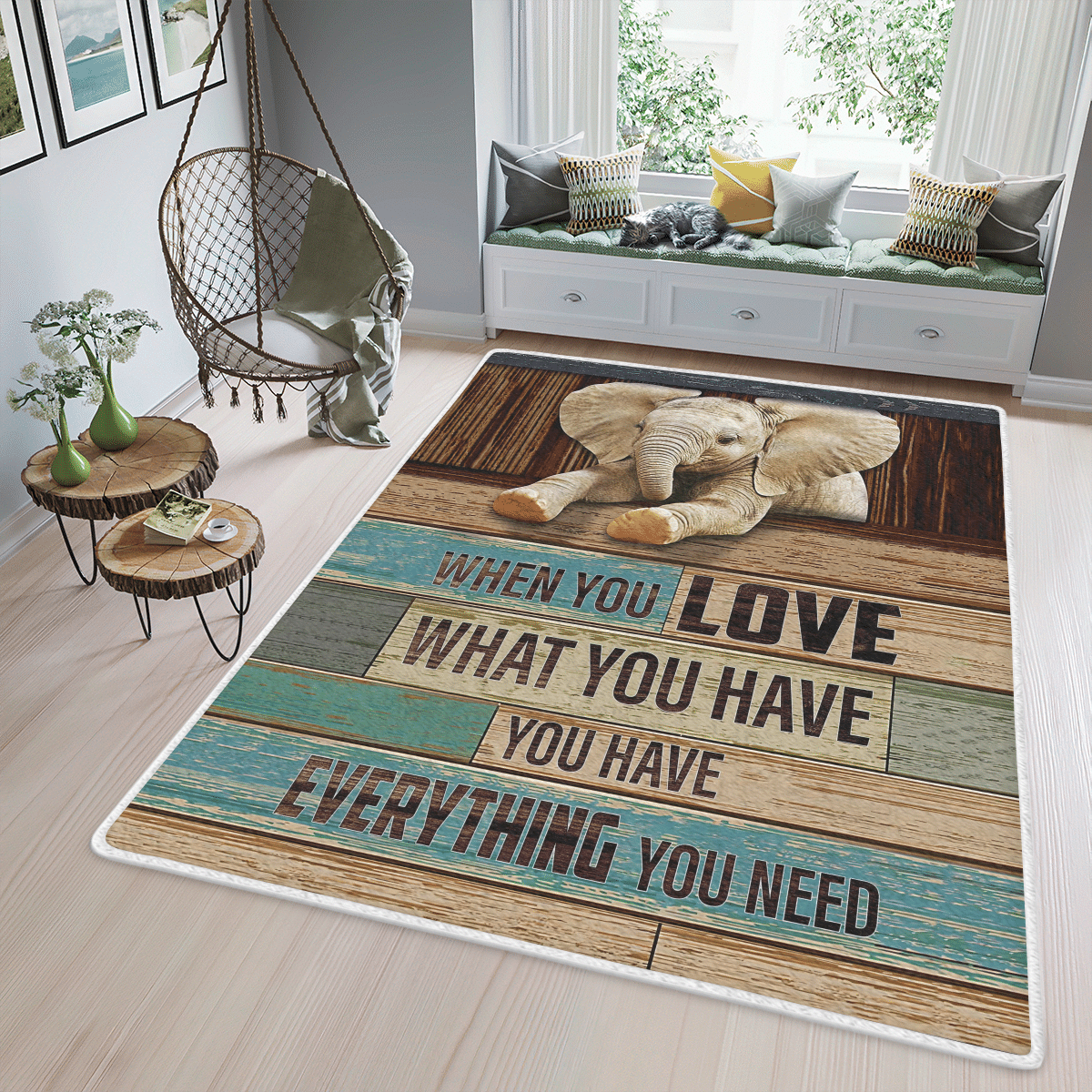 Wooni Elephant When You Love What You Have You Have Everything You Need Area Rug, Rectangle Rug Wn12022238