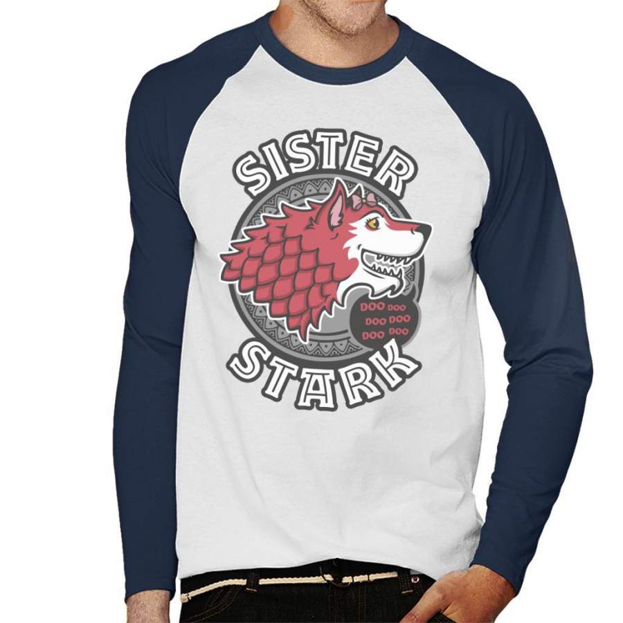 Sister Stark Baby Shark Family Game Of Thrones Men’s Baseball Long Sleeved T-Shirt