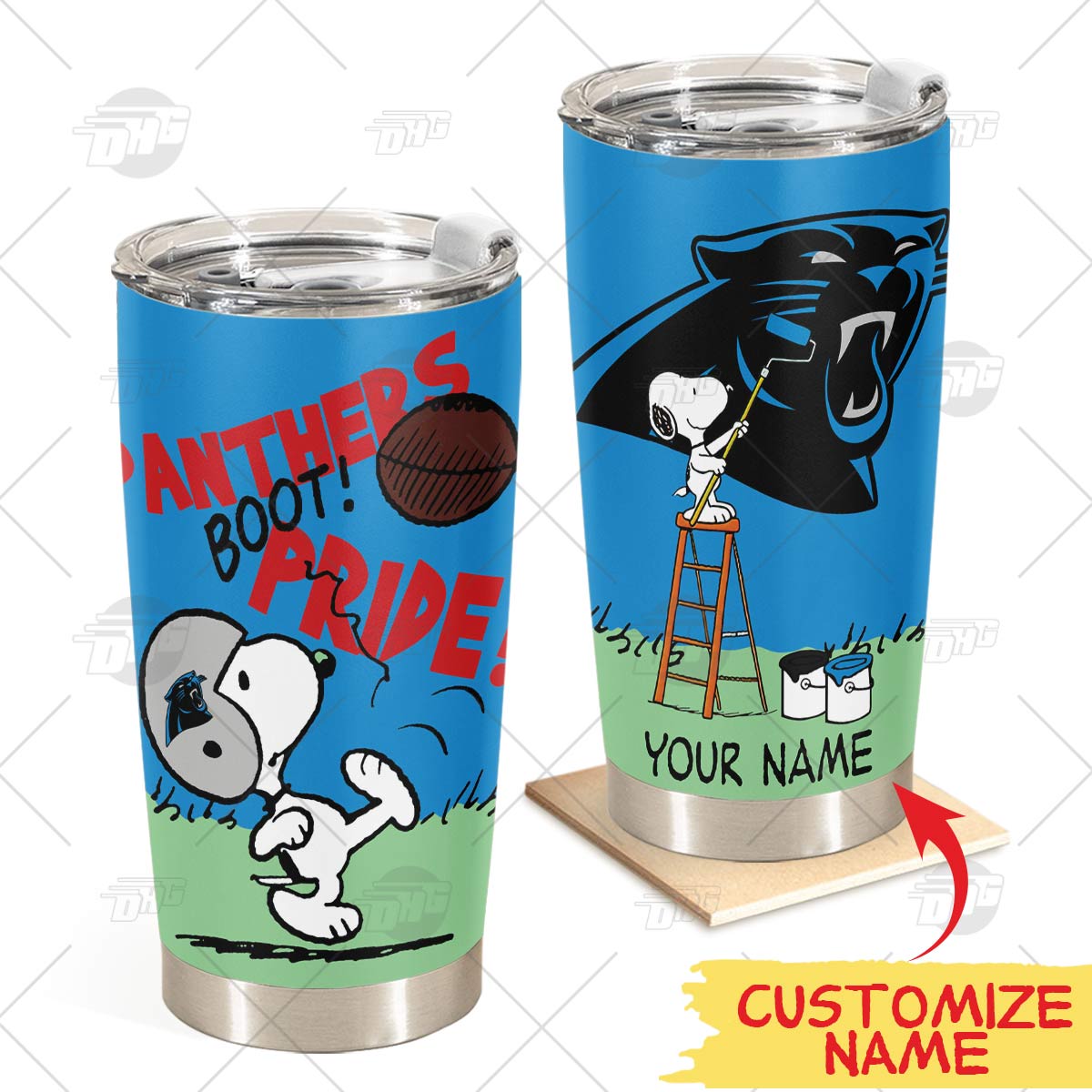 Personalize Carolina Panthers Tumbler Snoopy Stainless Steel Tumbler 20Oz 30Oz Best Gift