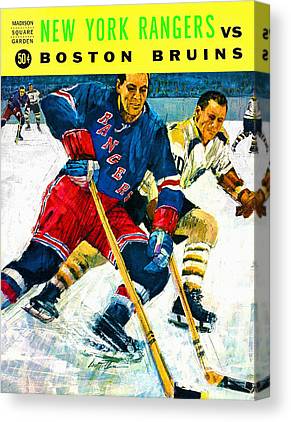 New York Rangers V Boston Bruins Vintage Program Big 88 Artworks Canvas Print