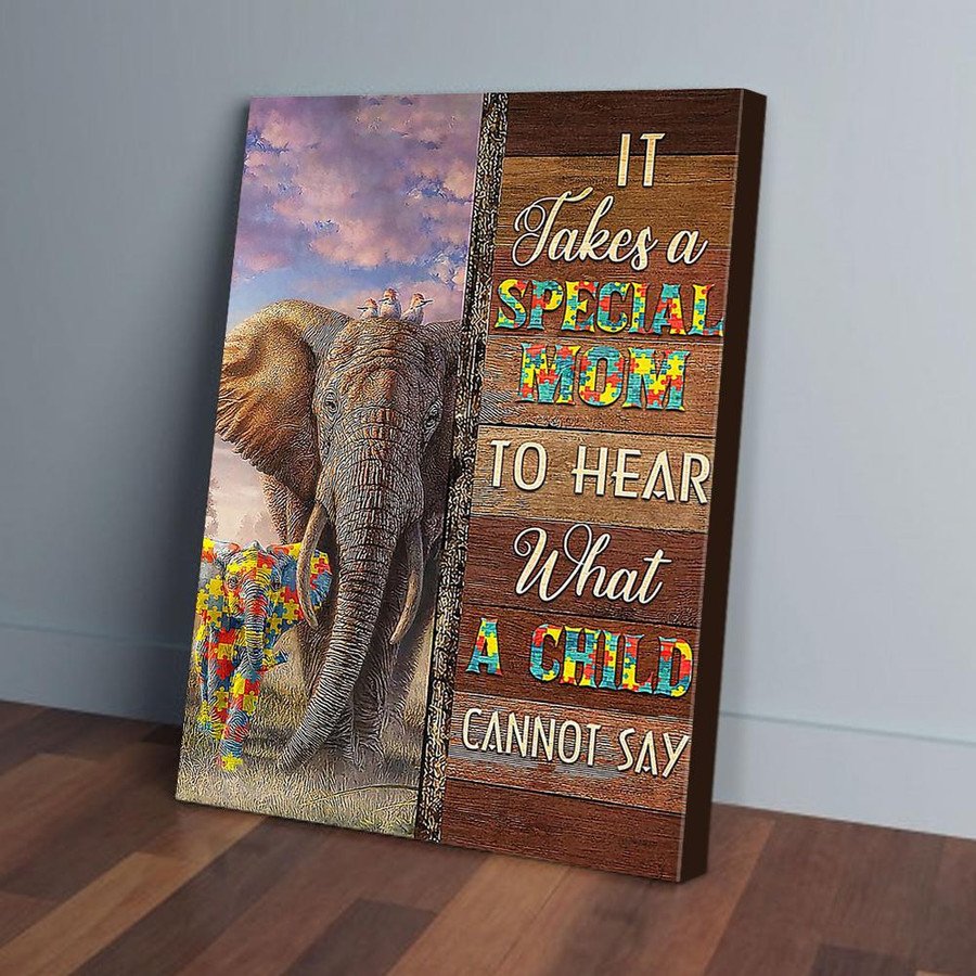 Autism Awareness Elephant Wall Art Canvas Prints, Kid With Autism Taught Me About Life For Elephant Lovers 3  – Posters, Canvas Prints, Wall Art