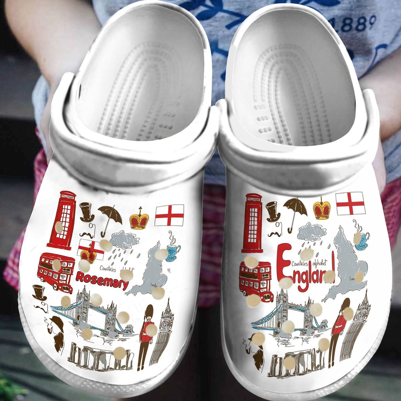 England Personalized Clog, Custom Name, Text, Color, Number Fashion Style For Women, Men, Kid, Print 3D England Culture