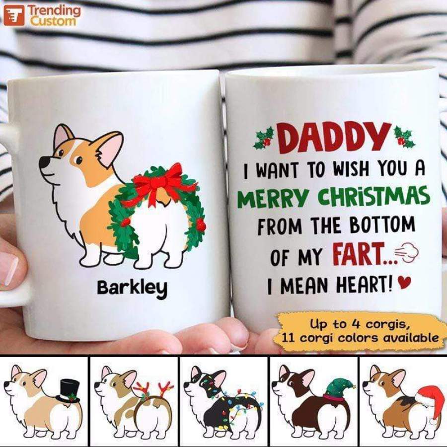 Merry Christmas Corgi Dad Mom Funny Personalized Mug