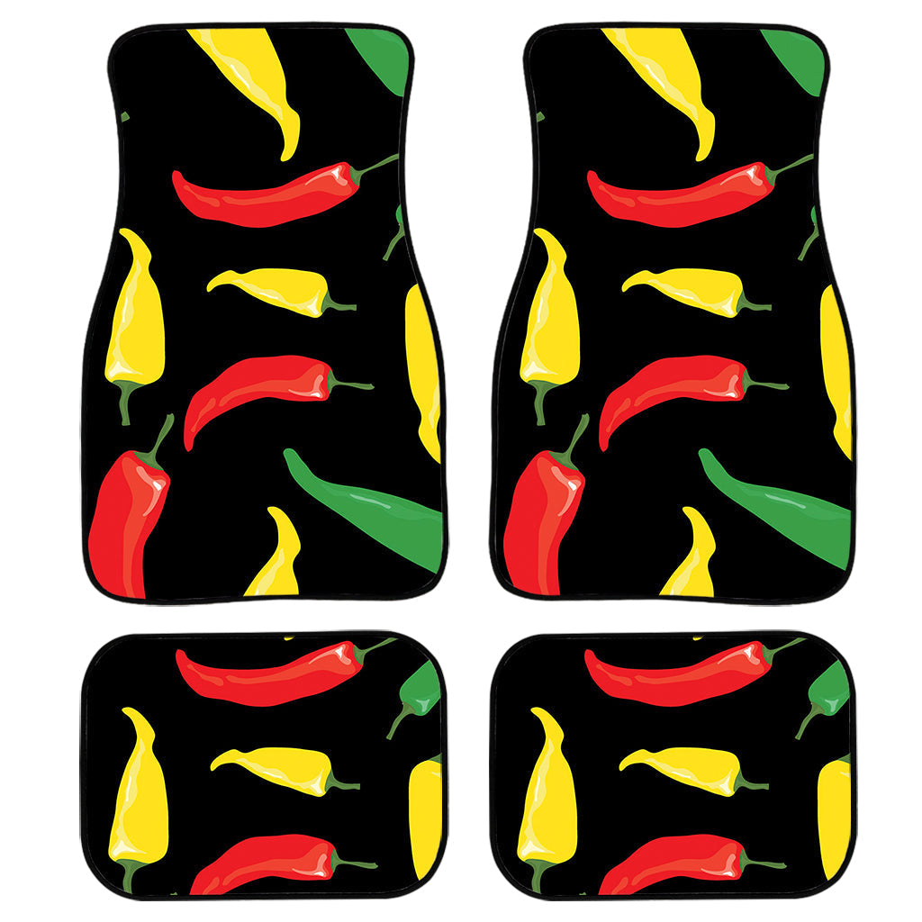 Colorful Chili Peppers Pattern Print Front And Back Car Floor Mats, Front Car Mat