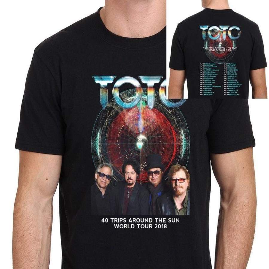 TOTO Band 40 Trips Around The Sun World Tour 2018 T-Shirt Mens Fashion Casual T-shirt Round Neck Short Sleeves T Shirt Cool Tops Clothing