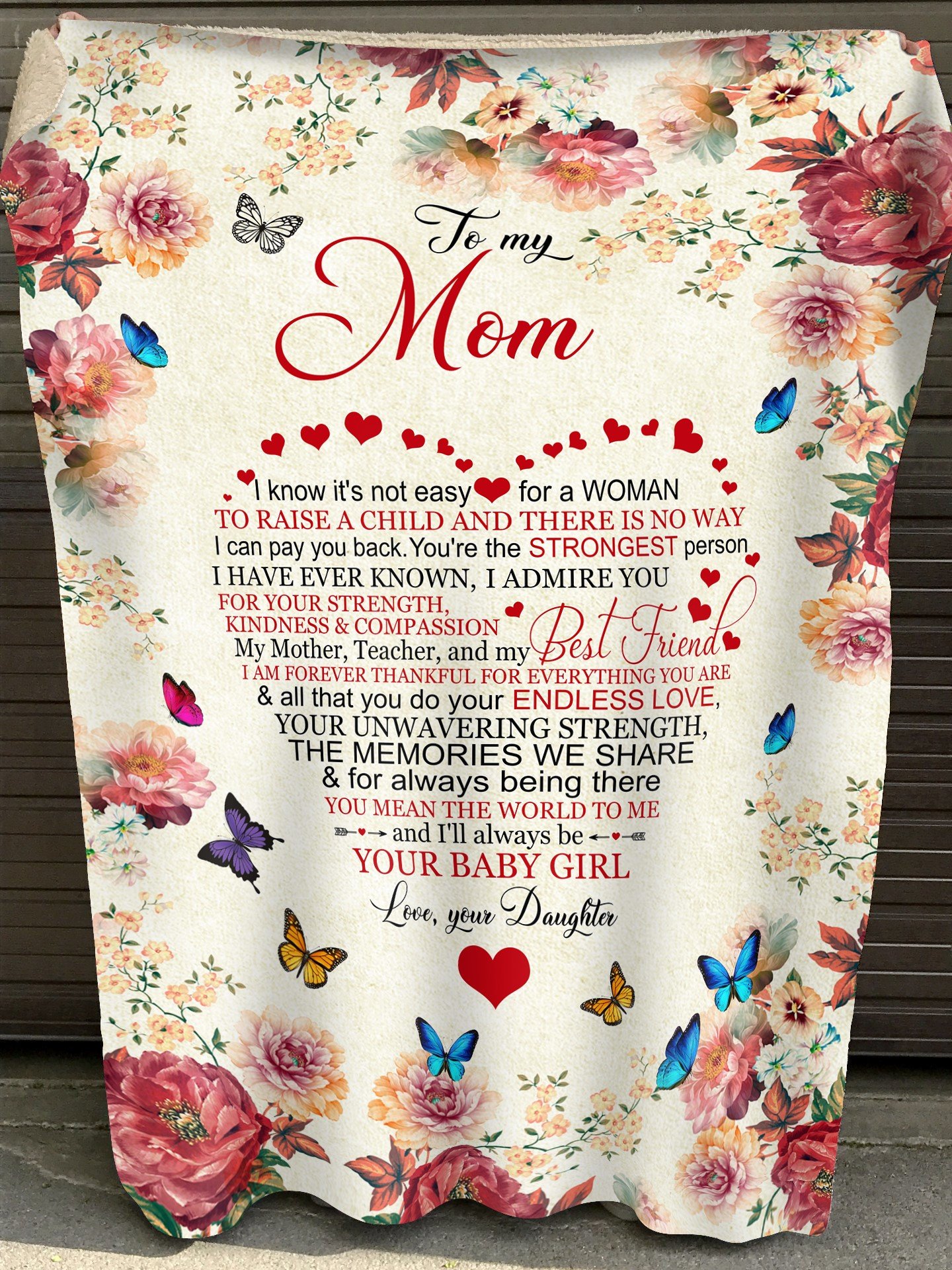 To My Mom I’ll Always Be Your Baby Girl Fleece Blanket Quilt Blanket, Meaningful Gift From Daughter To Mom, Home Decor Bedding Couch Sofa Soft and Comfy Cozy