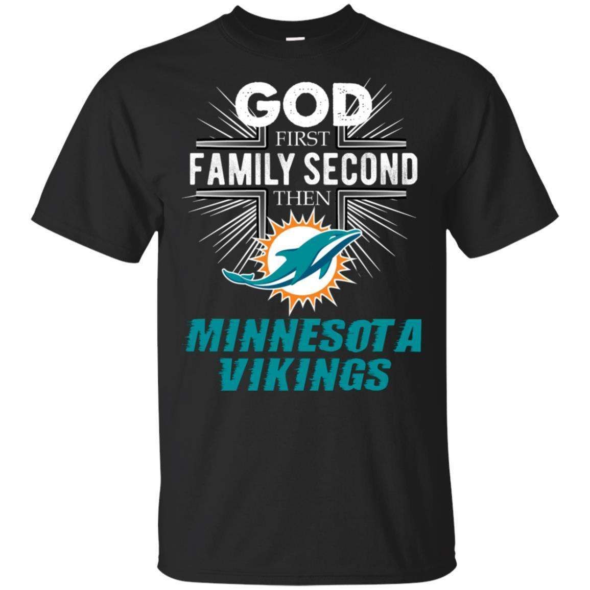 God First Family Second then Miami Dolphins T-shirt for football fans PT06