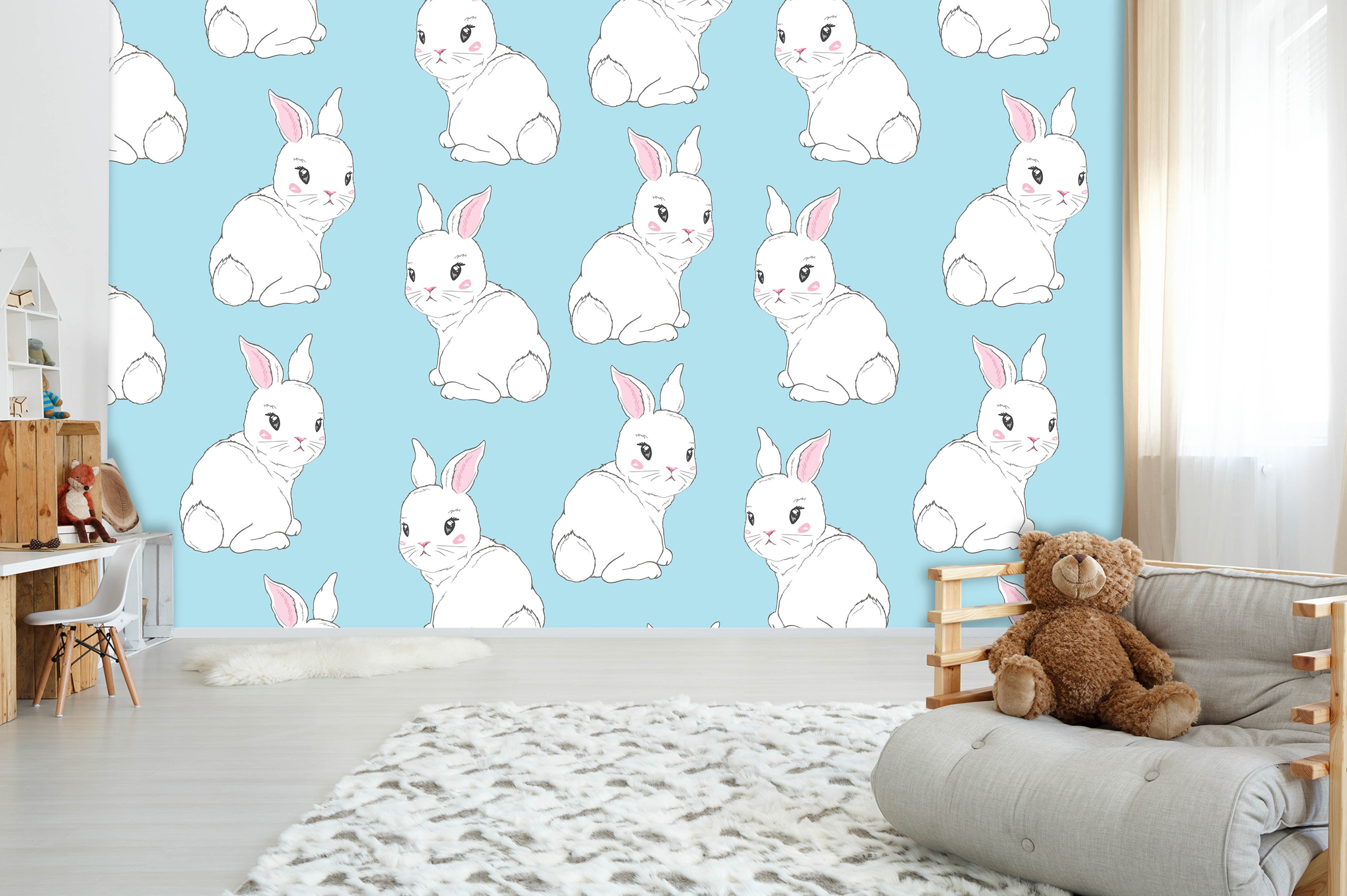 3D Rabbit Wall Mural Wallpaper 12