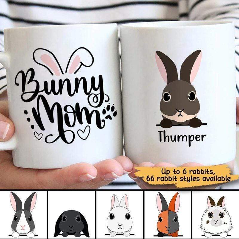 Peeking Rabbit Bunny Mom Personalized Coffee Mug