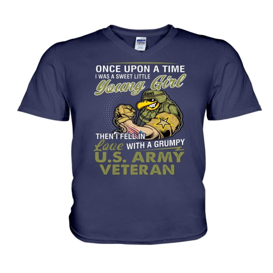 Young Girl Feel In Love With A Grumpy U.S Army Veteran Guys V-Neck