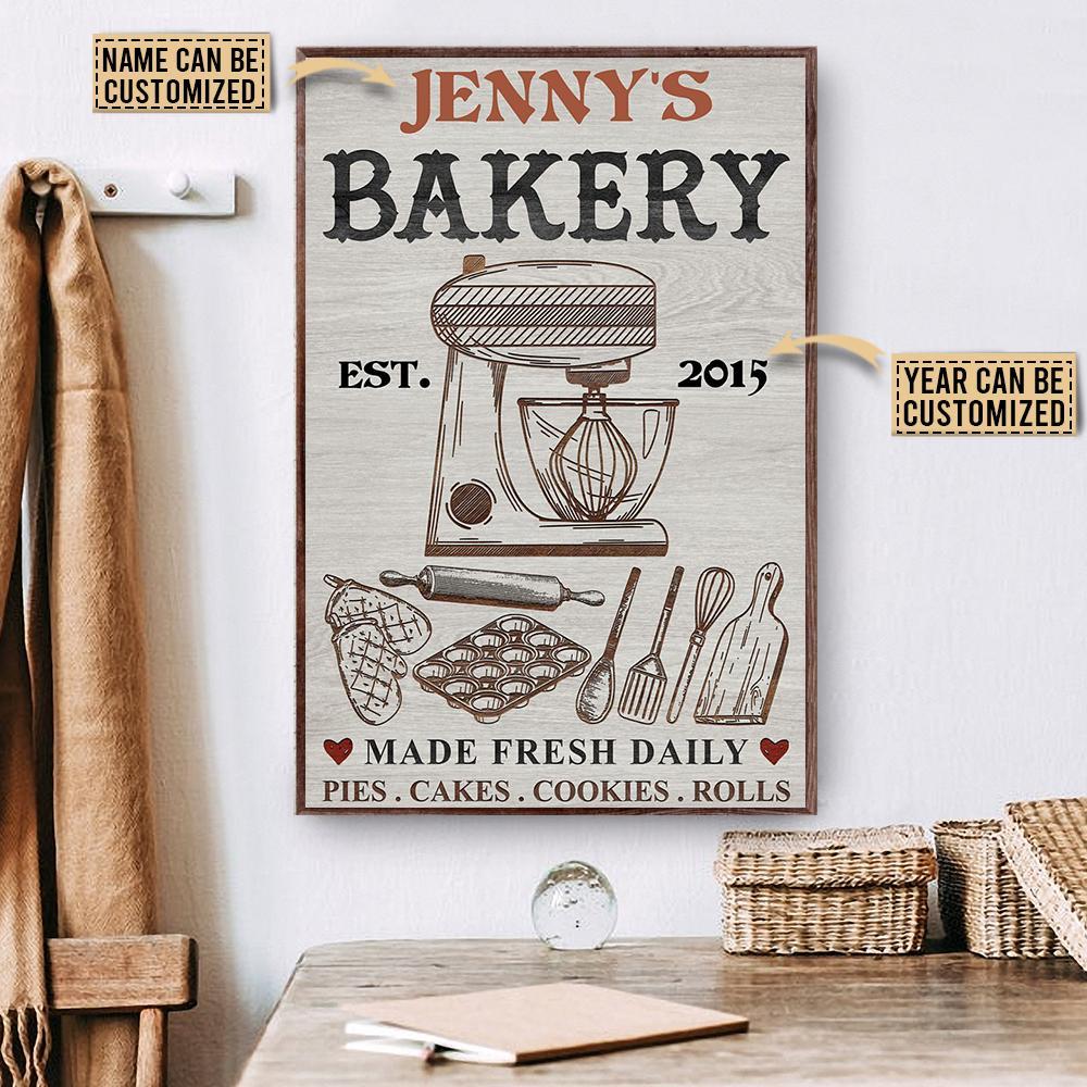 Aeticon Gifts Personalized Bakery Made Fresh Daily Canvas Mom Dad Gift Home Decor