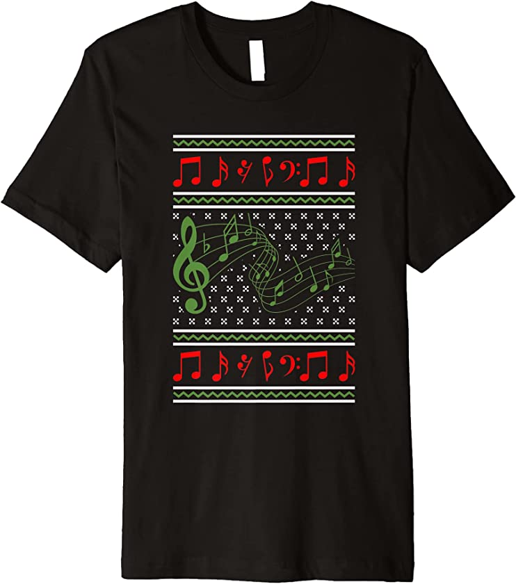 Ugly Christmas Musician Clef X-Mas Santa Claus New Year Jazz Premium T-Shirt