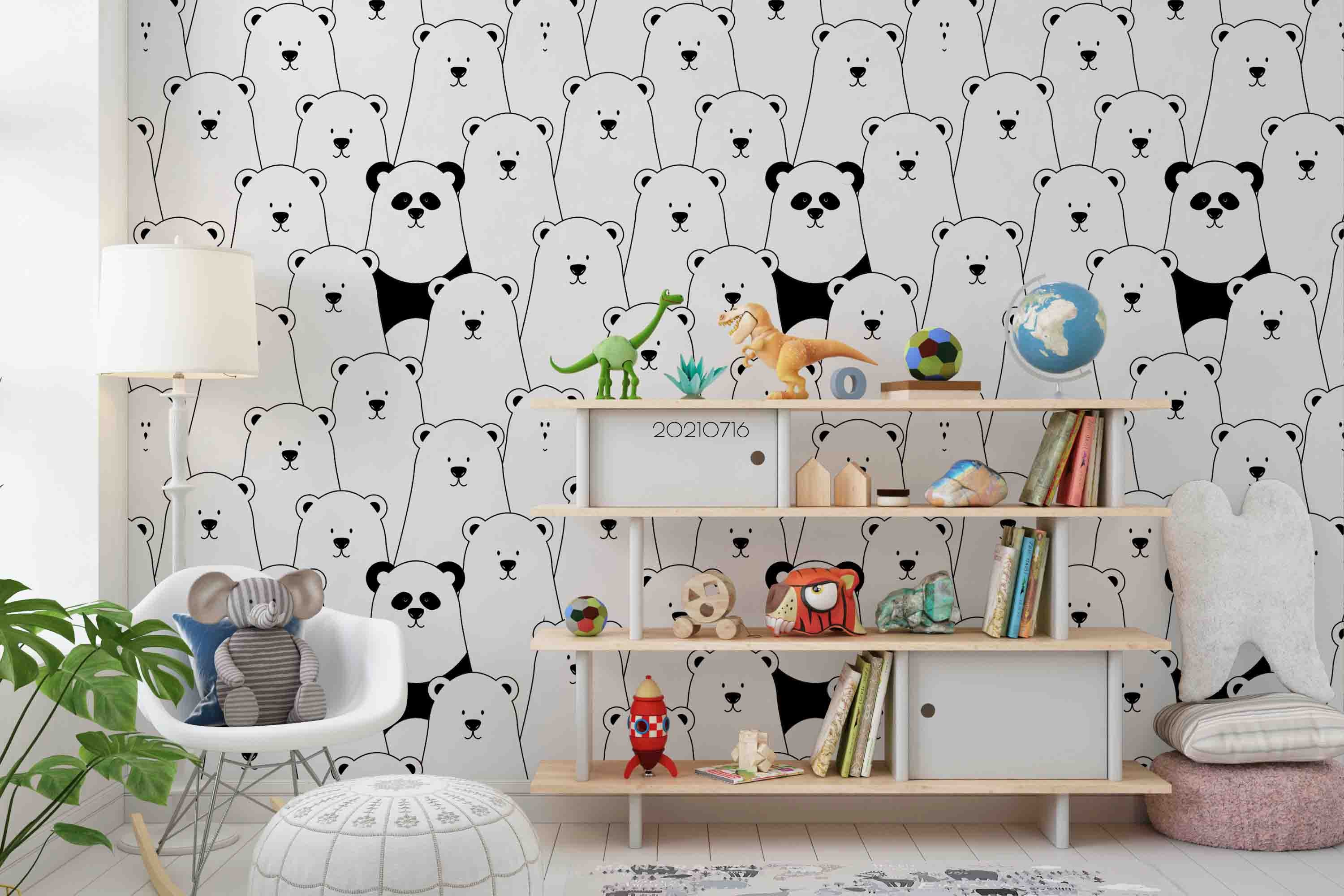 3D Cartoon Animal Bear Wall Mural Wallpaper Lqh 228